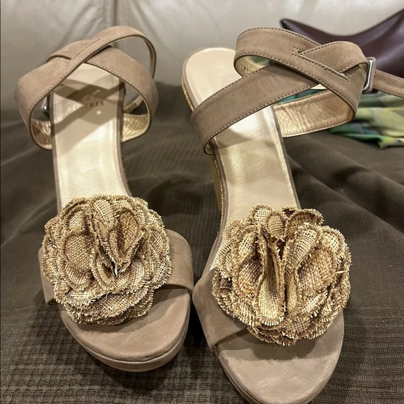 Stuart Weitzman Shoes - Stuart Weitzman Belflor Beige Wedges sz 8.5